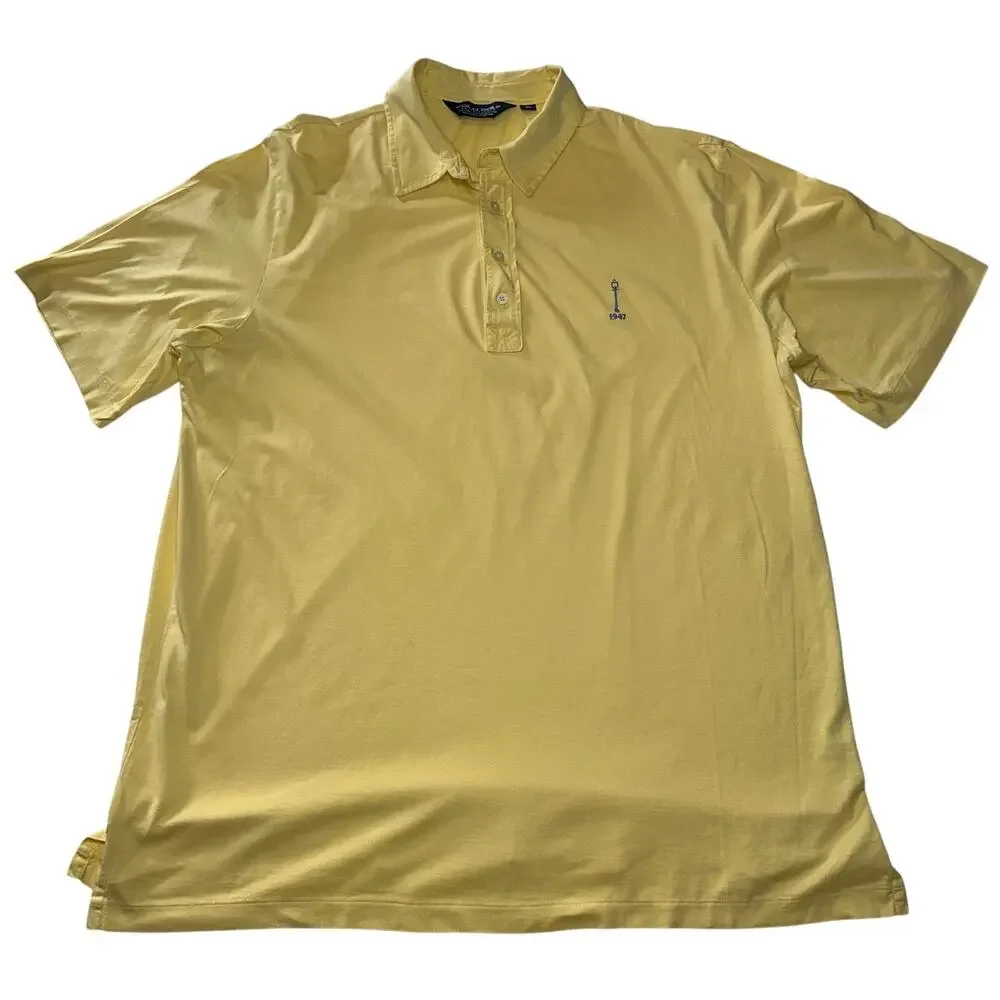 Polo Golf Ralph Lauren Shirt Mens Yellow XL Short Sleeve Lamp Post Collection